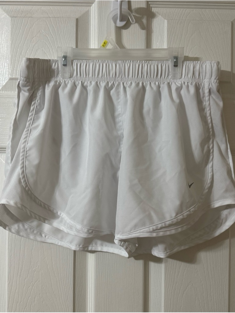 Nike Tempo Dri-Fit white athletic shorts